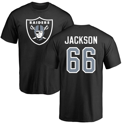 Men Oakland Raiders Black Gabe Jackson Name and Number Logo NFL Football #66 T Shirt